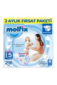 Molfix Bebek Bezi 5+ Beden Junior Plus 2 Aylık Fırsat Paketi 216 Adet