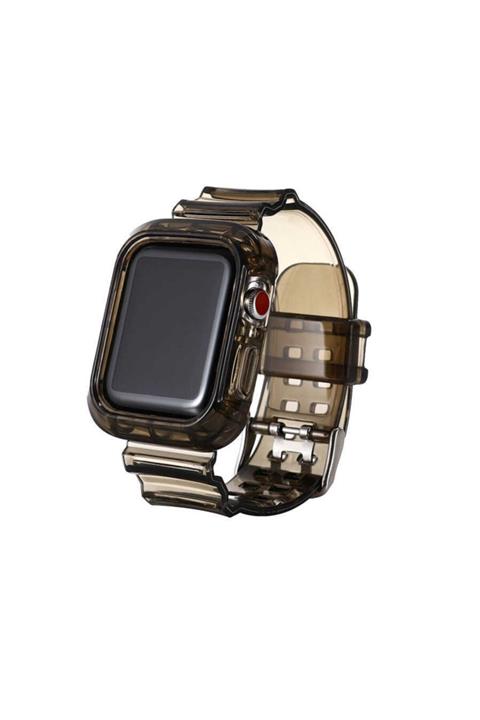 Apple Watch Seri 2/3/4/5/6/se 44mm Uyumlu Nezih Case Silikon Kordon Siyah