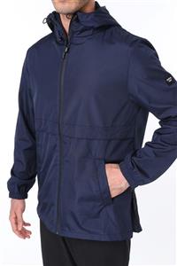 GHASSY CO. Erkek Lacivert Rüzgarlık/Yağmurluk Outdoor Yırtmaç Detaylı Mevsimlik Spor Ceket