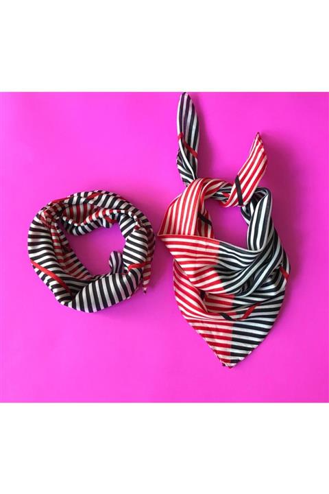 TOPTANFULARCI Çizgi Desenli Fular