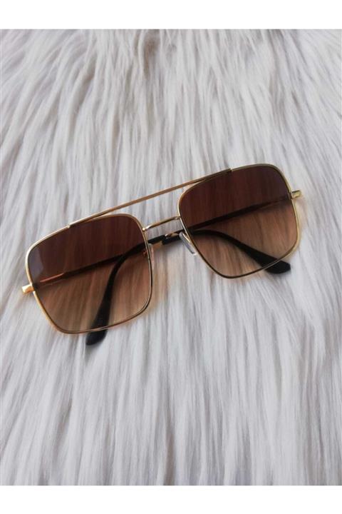 ONNObutik Unisex Pilot Model Güneş Gözlüğü Kahverengi