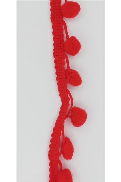 Turuncu Tuhafiye Kırmızı Sıralı Ponpon 5 Metre