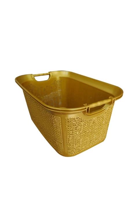 Bahat Altın Varaklı Çok Amaçlı Çamaşır Taşıma Selesi Sepet Organizer 36 lt