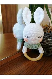 YANNS Amigurumi Organik Çıngıraklı Diş Kaşıyıcı Yeşil Tavşan