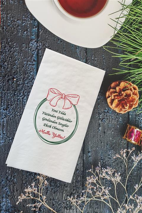 PEKSHOP Yeni Yılda Yüzünden Gülücükler Eksik Olmasın Yazılı Yılbaşı - Yeni Yıl Peçetesi