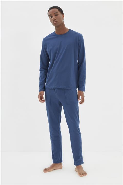 TRENDYOL MAN Gece Mavisi Erkek Regular Fit Örme Pijama Takımı TMNAW22PT1221