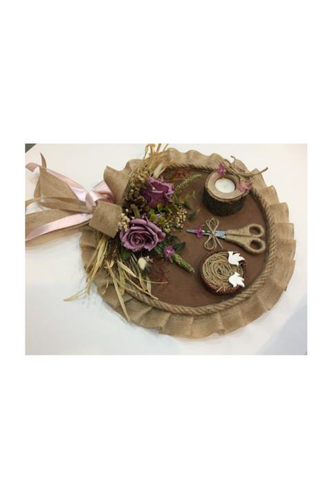 atelier.es Söz Nişan Tepsisi 36 Cm Büyük Boy Ahşap Nişan Tepsisi