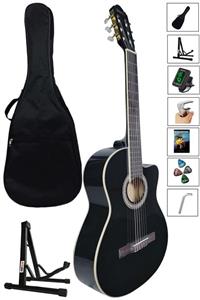 Midex Mgx1000cb Set Siyah Üst Seviye Klasik Gitar 4/4 (ÇANTA STAND TUNER CAPO METOD)