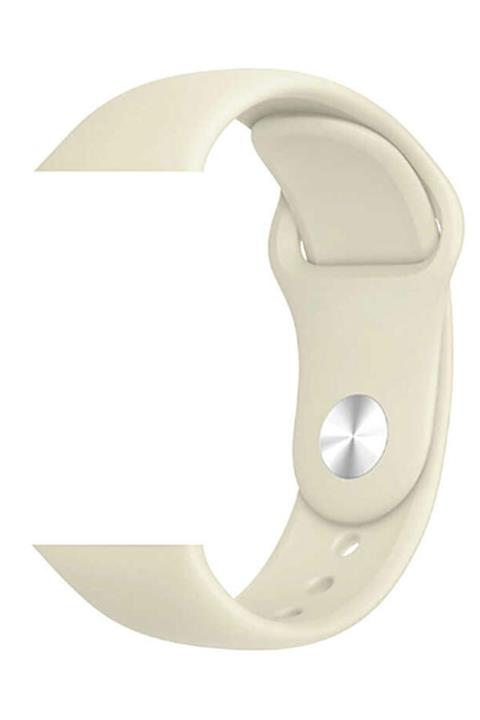 Apple Watch 1 2 3 4 5 6 Se 44 Mm Silikon Ayarlanabilir Kordon Antik Beyaz + Popsocket