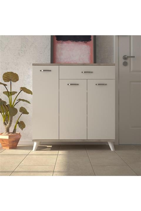 EraHome Lava 3 Kapılı 1 Çekmeceli Ayakkabılık Sonomo/beyaz