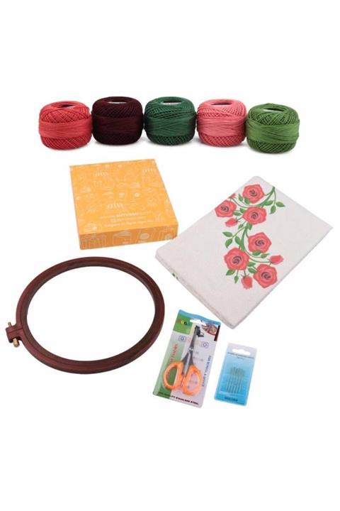 Simisso Baskılı Keten Ajurlu Etamin Işlemelik Seccade Seti-7