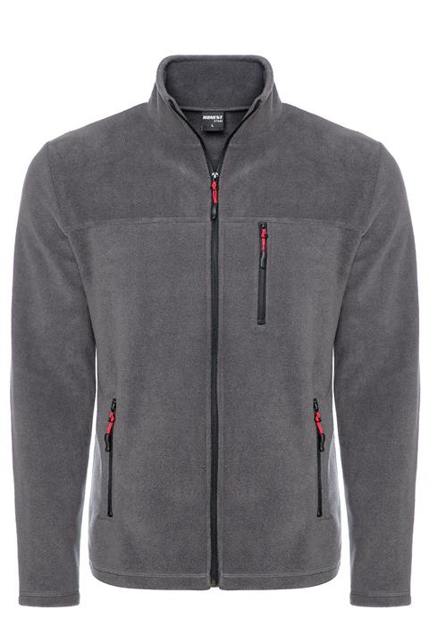 Honest Erkek Tam Fermuarlı 3 Cepli Gri Polar