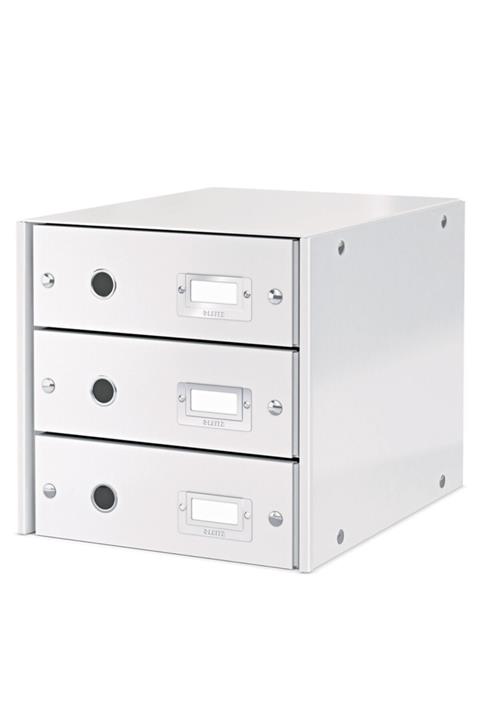 Leitz 6048 Wow Metalik Beyaz Üç Çekmeceli Evrak Rafı