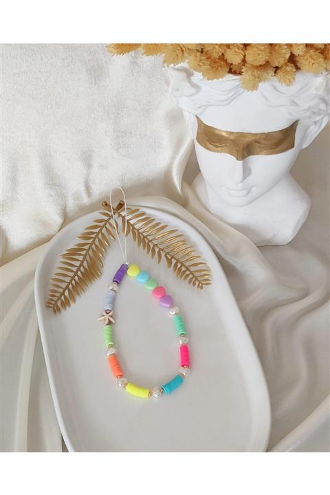 Effulgence Fimo Boncuklu Ve Kalpli Telefon Süsü