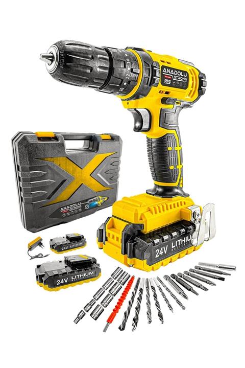 Anadolu Strong Ans1080 24w Çift Li-ion Bataryalı Metal Şanzıman Darbeli 27 Parçalı Süper Setli