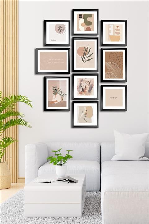 Cadran 10 Parçalı Çerçeve Görünümlü Mdf Tablo Seti Flm084