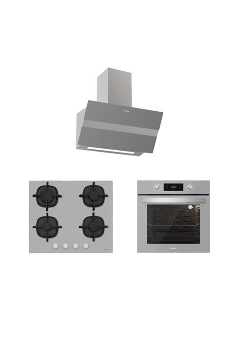 Silverline Gri Cam Ankastre Set (3472 Bold 60 Gri+cs5427s01+bo6504s01)