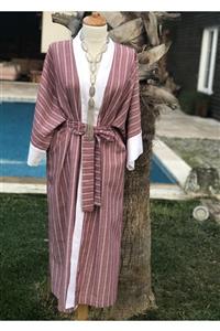 etamincebursa Çiçek Baskılı Bordo Kimono