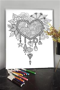 KanvasSepeti Kalp 40x30cm Çocuklar Için Özel Boyanabilir Tablo Tuval Mandala Kalem Hediyesi Yoktur.