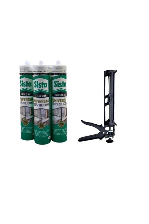 İstanbul EHırdavat Beyaz Silikon 280 Ml Sista 3'lü Set Ve Plastik Silikon Tabanca