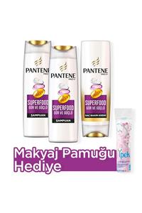 Pantene Şampuan Superfood Gür Ve Güçlü 470 ml X 2 Saç Kremi 470 ml Makyaj Pamuğu