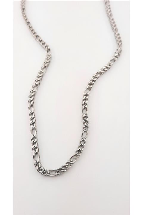 BESİM SİLVER Köşeli Figaro Çelik Zincir