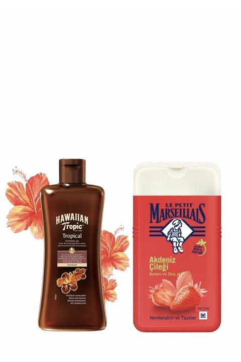 Hawaiian Tropic Hindistan Cevizi Egzotik Tropikal Çiçekler Yoğun Bronzlaştırıcı Yağ + Akdeniz Çileği Duş Jeli 250ml