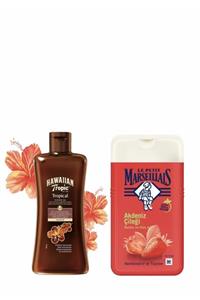 Hawaiian Tropic Hindistan Cevizi Egzotik Tropikal Çiçekler Yoğun Bronzlaştırıcı Yağ + Akdeniz Çileği Duş Jeli 250ml