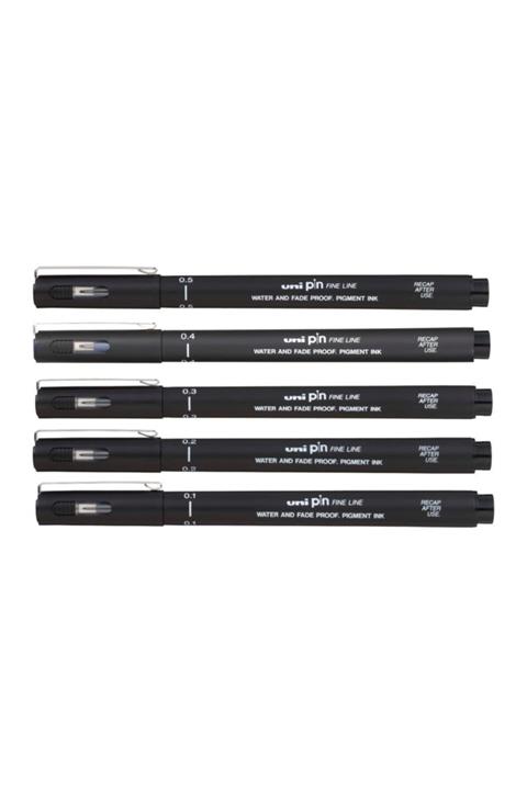 Uni -ball Pin Teknik Çizim Kalemi Siyah Set