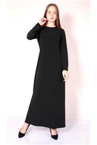 MODA URUBA Kadın Siyah Uzun Kollu İçlik Elbise