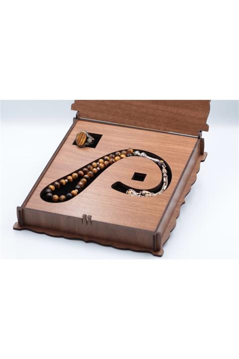 Anatolia Silver 925 Ayar Gümüş Doğaltaş Kaplan Gözü Tespih ve  Yüzük Set