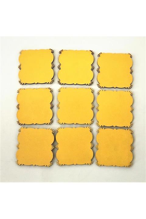 firdevsi hobi Magnet Ahşabı-7x7cm--mıklatıslı- 10 Adet-sarı