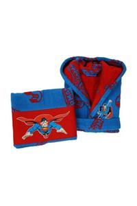 Özdilek Superman 11-12 Yaş Lisanslı Çocuk Bornozu + Baş Havlusu