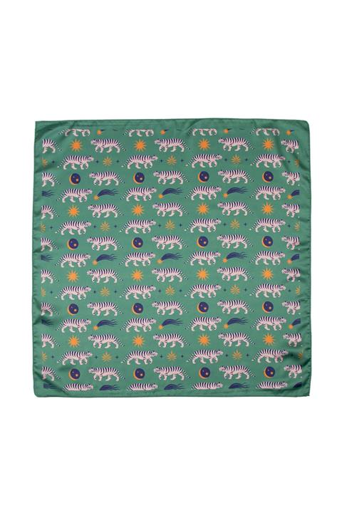 BAHELS Kadın Yeşil Kaplan Desenli Bandana 55x55