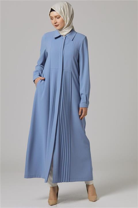 Tuğba Nervür Dikişli Mavi Pardesü