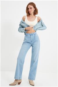 TRENDYOLMİLLA Mavi Pileli Yüksek Bel 90's Wide Leg Jeans TWOAW22JE0702