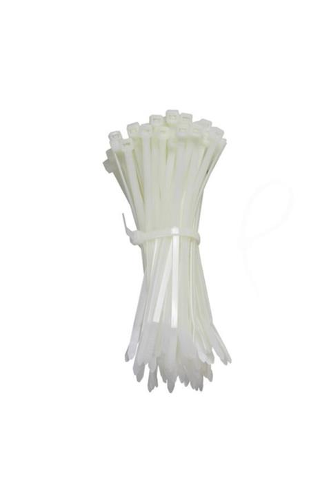 AKSUFEZ Plastik Beyaz Cırt Kelepçe Falçata Hediyeli 4.8 X 250 mm 100 Lü Tnr-0346