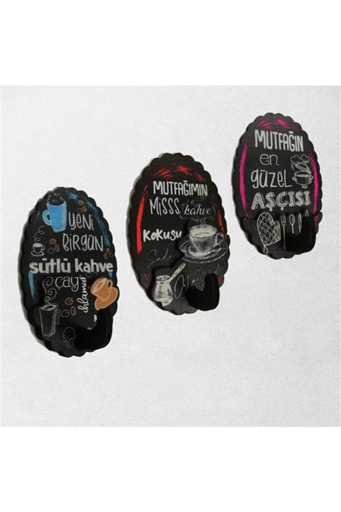 Filemo tasarım Dekoratif 3d Ahşap Askı 3 Adet