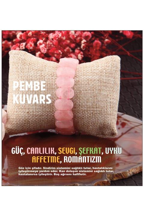 OSMANLI DOĞAL TAŞ Unisex Pembe Kuvars Rolex Bileklik