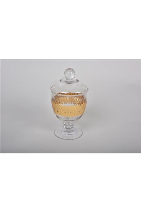 SETABIANCA Setabıanca Vetro Caesar Cam Kapaklı Şekerlik Gold 11*11*20cm