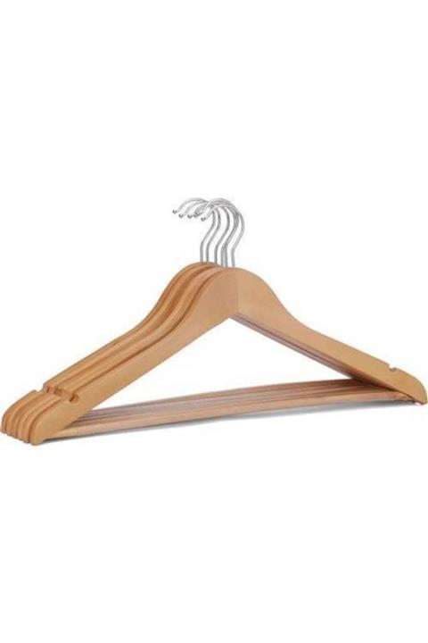 DURU AHŞAP Askı Naturel Vernikli 40 Adet Kıyafet Pantolon Ve Elbise Askısı 40'lı Setler Cilalı