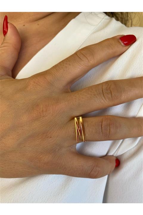 İdole Bijoux Ayarlanabilir M Harfli Yüzük