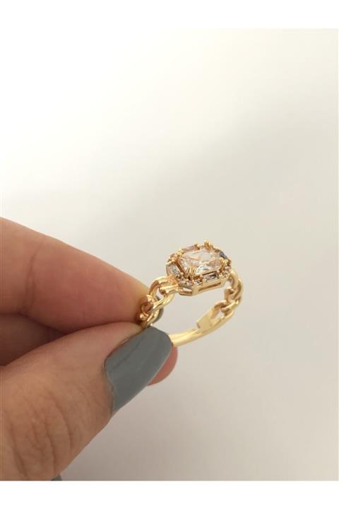 The Y Jewelry Taşlı Zincir Yüzük -ayarlanabilir