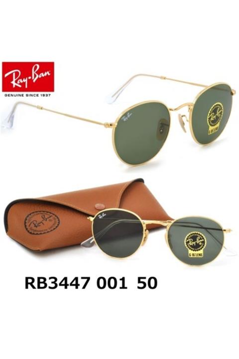 RayBan Gold Round Metal Unisex Güneş Gözlüğü Rb3447 001