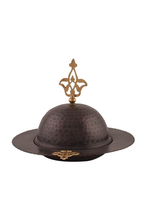 nusnus Bakır Büyük Boy Kenarı Desenli Küre Lokumluk