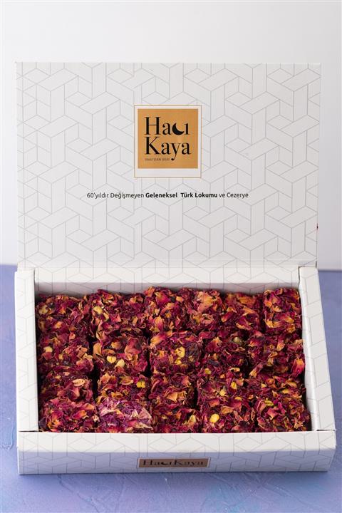 hacı kaya butik helvacısı Gül Yapraklı Fıstıklı Lokum (500gr)