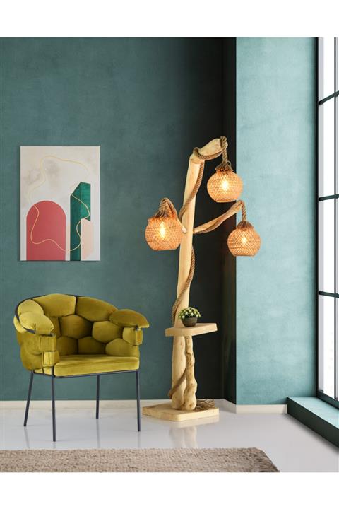 MintHome Oregon Üçlü Ağaç Lambader Meşe