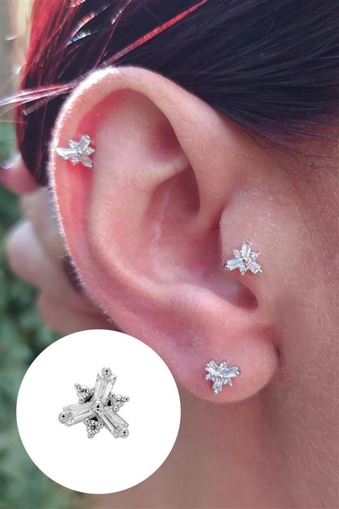 Salyangoz Company Cerrahi Çelik Taşlı Figürlü Helix Tragus Piercing
