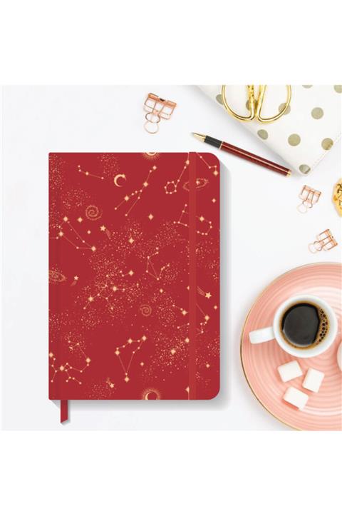 AKILLICA Notebook Lastikli Çizgili Sert Kapak Defter 13x21 Cm Hardcover Notebook Red