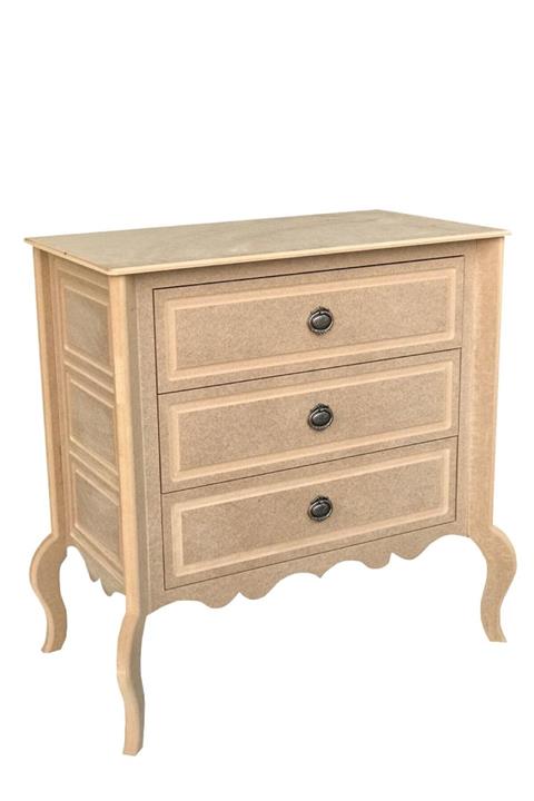 Buradadavar Hobi Ahşap 3 Çekmeceli Büyük Konsol Komidin 80x45x89